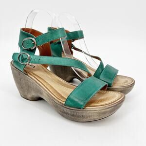 Jafa Platform Sandals Women EU 41 US 10 Green Leather Strappy Handmade Gladiator